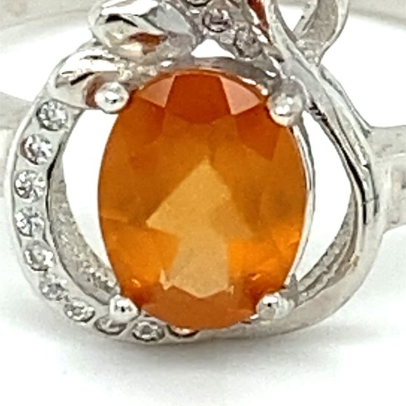 Hessonite 1.12ct Platinum Finish Solid Silver Ring - Picture 7 of 7